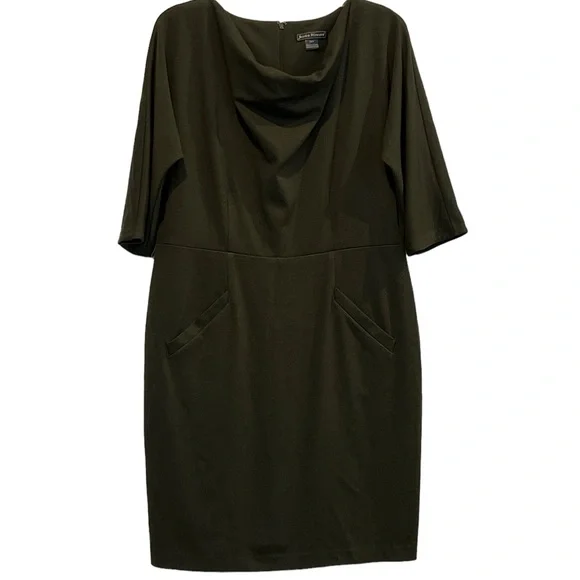 Jessica Howard Women’s Olive Green Ponte Knit Dress Sz 16 - Picture 1 of 8
